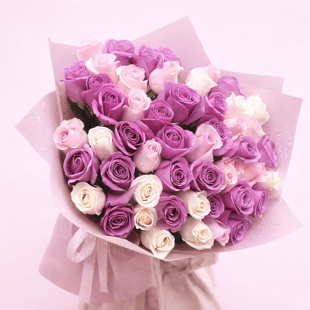 The Lavender Dream – Purple, Blush Pink & White Rose Bouquet