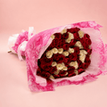 Red & White Romance – Red & White Rose Bouquet
