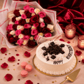 White Forest Delight – 60 Mixed Roses & White Forest Cake